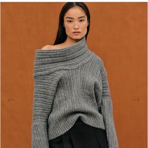 Becca Oversized High Roll Knit Pullover, Storm Grey. Never worn.